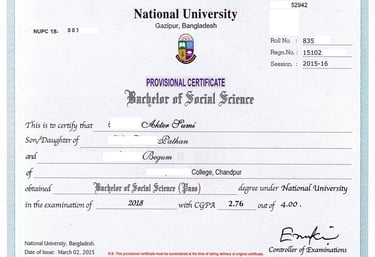 nuservicebd-National Univesity-Provisional Certificate-জাতীয় বিশ্ববিদ্যালয়ের সাময়িক সনদ