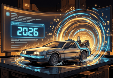 Un DeLorean que regresa de 2024 a 2026 para traer las nuevas recomendaciones sobre prompting.