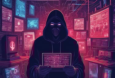 A padlock sits atop a stack of credit cards on a keyboard, with a bluish hue and digital streaks in the background, suggesting themes of digital security and privacy.