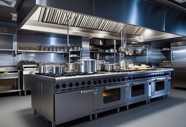 a kitchen with a stove top and a stove top