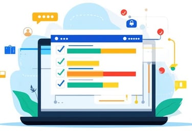 A laptop running a project management program