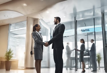 Man shaking a woman's hand as a symbol of trust (Coast Investment Realty)