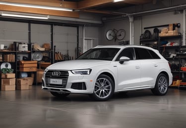 A detailed view of a hand searching through car listings on a laptop with a coffee cup nearby.