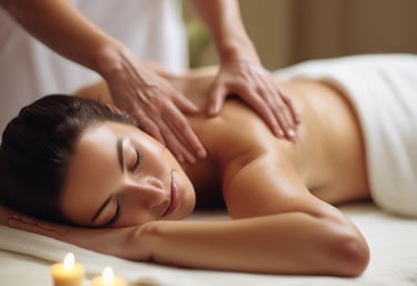 a woman getting a massage at a spa