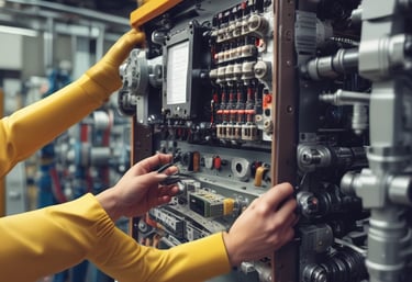 A steel framework of a large industrial building under construction.