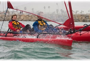 a couple of people in a kayak in the water