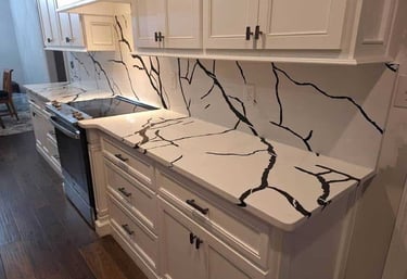 black tree quartz countertops custom backsplash