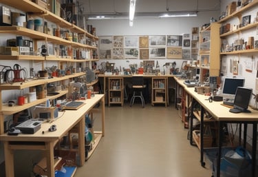 A close-up view of a mechanical or technological component with a sleek design and metallic textures is displayed. The phrase 'Power Up Your Imagination' is etched on the surface, suggesting encouragement or inspiration, possibly for creative or innovative activities.