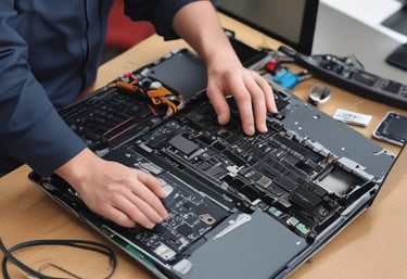 A tall, metal telecommunications tower stands against a backdrop of dense, white clouds and a deep blue sky. The structure is equipped with various electronic components, including antennae and cables.