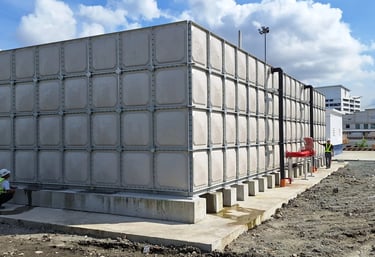 Large size GRP Sectional Water Tank installed for Fire water storage purpose