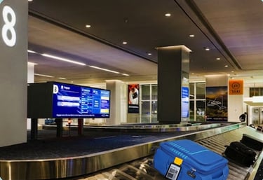 Electronic Bag Tag with coloured Velcro on the carousel