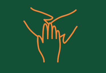 Graphic of three hands reaching together
