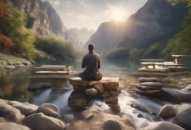 A reflective message is written on an oval mirror in bold, dark letters. The message reads: 'Remember everyone is healing from things they don't speak about.' In the background, a person wearing a red turban and dark clothing is faintly visible, reflected in the mirror but out of focus.