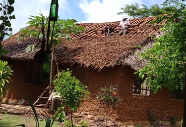 a group of people standing on a roof top