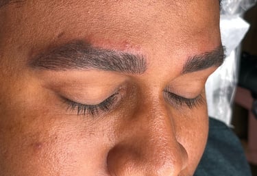 Men perfect eyebrow with micropigmentation microblading