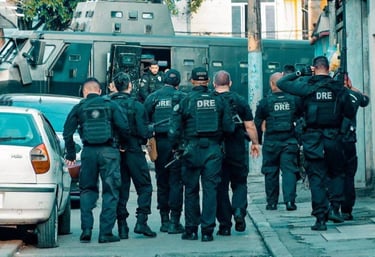 a group of police officers standing in a row