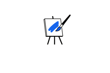 Lienzo siendo pintado de color azul