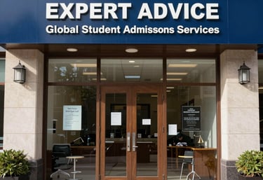 Close-up of legal documents and a pen on a polished wooden desk with law books in the background.