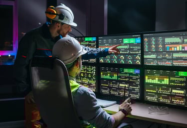 Operarios trabajando con un scada
