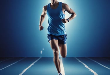 athlete running in an athletics race wearing a runner's uniform