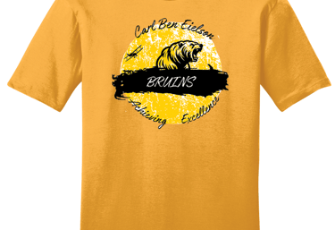 a yellow t - shirt with a bruin on it