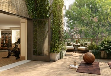 Luxury wellness terrace and fitness centre at The Surrey, a Corinthia Hotel in New York.