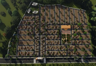 3D rendering of a modern residential layout by Arushi Studio.