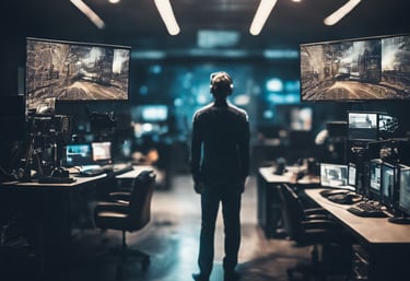 woman in blue shirt standing on hallway