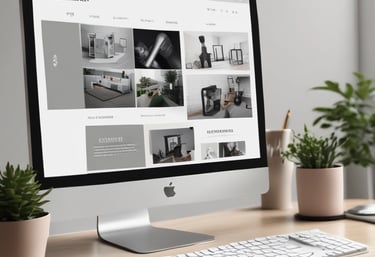A laptop displaying a vibrant website template with editable sections and a modern design.