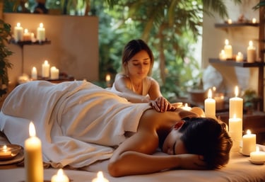 A serene spa environment with calming colors and soothing decor for relaxation.