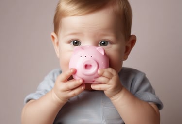 A piggy bank symbolizing savings and wealth creation for children.