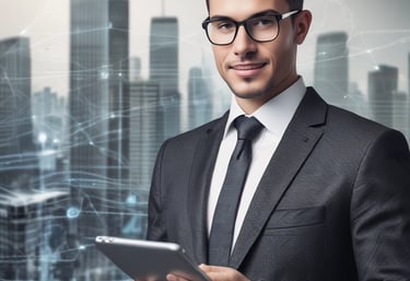 A consultant discussing cloud strategies with a client in a modern office setting.