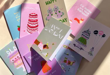 Carte d'anniversaire colorées et joyeuses imprimées en France