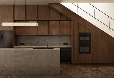 Modern luxury kitchen in Dubai Marina penthouse