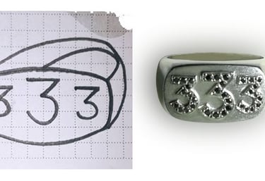 Anillo fabricado en plata partiendo de un bosquejo del cliente