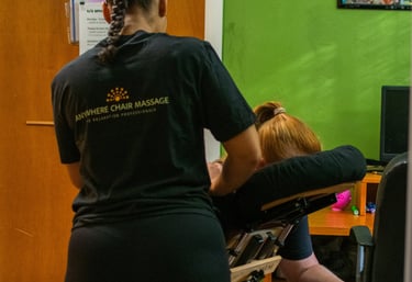 n-site chair massage for businesses in the Gainesville, FL area, to enhance employee wellness and sh