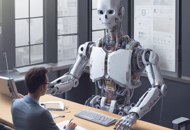 A digital illustration featuring a smartphone floating above a hexagonal platform, with gears and digital elements surrounding it. The screen displays a chatbot interface with various colored speech bubbles. The background is a solid light blue, emphasizing the technological theme. The text 'chatGPT' is displayed in 3D lettering on the right side.