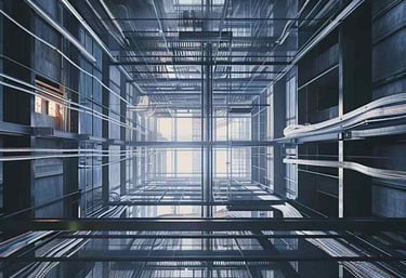 Soluciones de gestión de cables con vista a un edificio con vista al cielo.