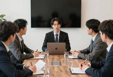 A behind-the-scenes image of a brand meeting with fitness influencers discussing campaign ideas.