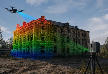 Zbieranie danych pomiarowych budynku z wykorzystaniem drona i skanera laserowego