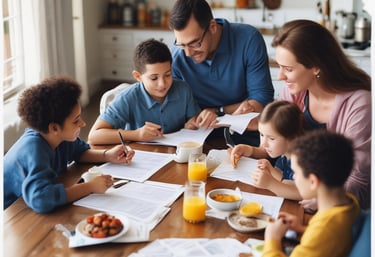 A cozy workspace with a journal, coffee cup, and a laptop open to a motivational blog post.