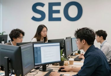A sleek digital graph showing upward SEO growth on a modern screen.