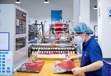 Balloon manufacturing facility with large-scale production and quality control systems.