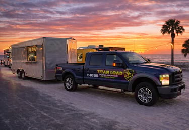 Food truck trailer hauling service on Clearwater Beach Florida