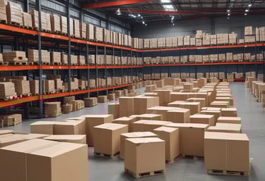a large warehouse with lots of boxes and boxes of boxes