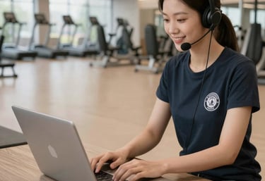 Customer service representative assisting a client with post-installation questions.