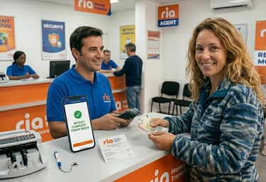 Client satisfait apres retrait de son argent