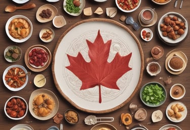 A vibrant collage of diverse international food products showcased in a local Canadian specialty market.