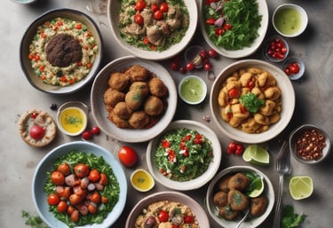 Elegant wedding reception table decorated with Syrian-Lebanese motifs and golden accents.