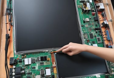 A technician repairing a Sony LED TV at the service center.
